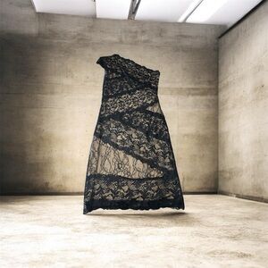 Bebe Black and Beige Lace Dress